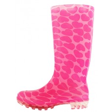 RB-39 - Wholesale Women's "Easy USA" 13.5 Inches Super Soft Rubber Rain Boots (*Pink Heart Printed)